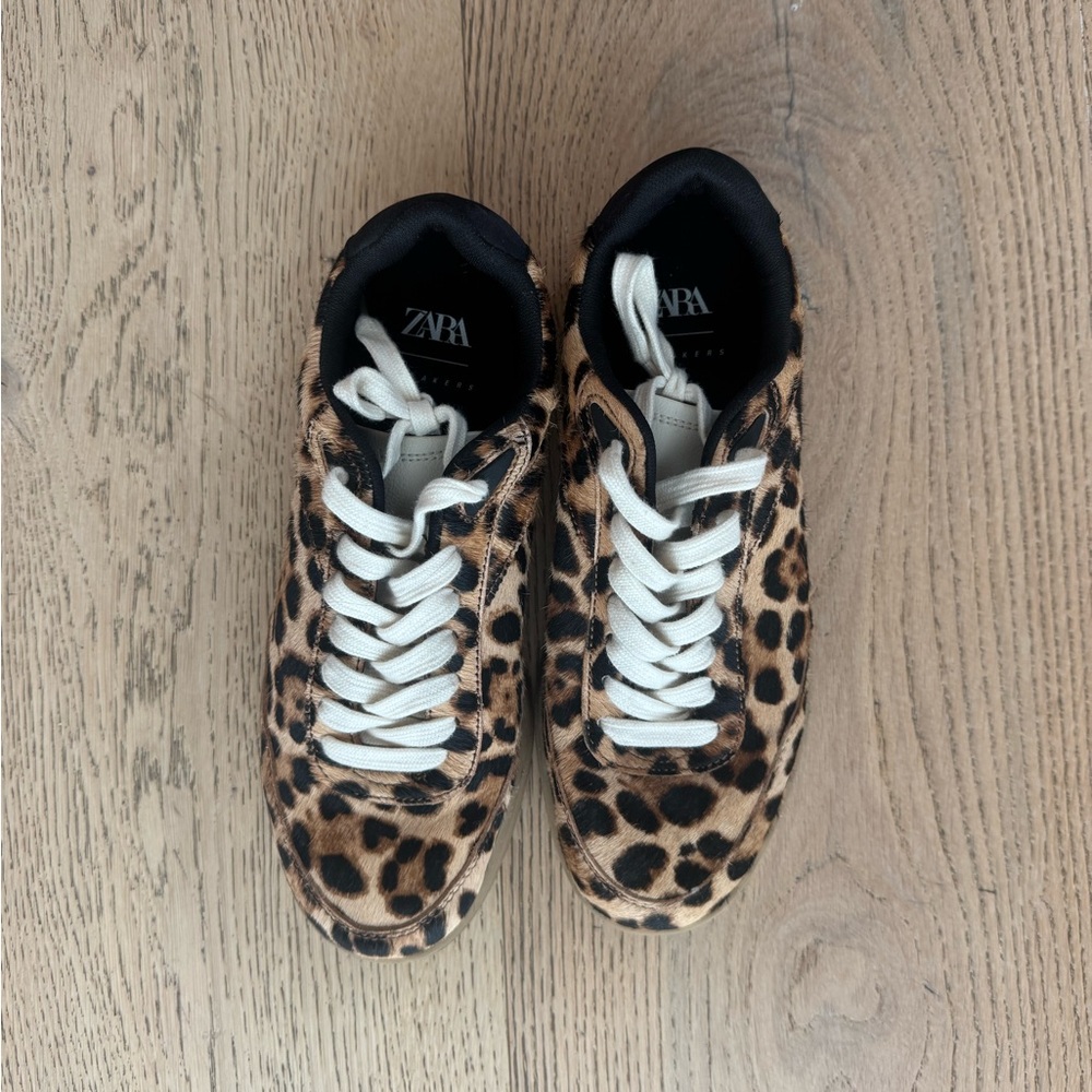 Zara Kids Animal Print Sneakers - Tan and Black